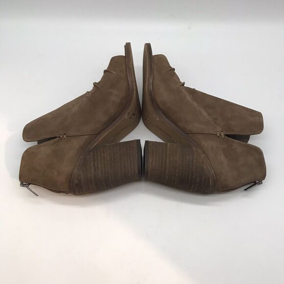 Vince Camuto Kreesi Open Toe Ankle Bootie Womens 9M Brown Suede Back Zip Boots - Picture 7 of 11